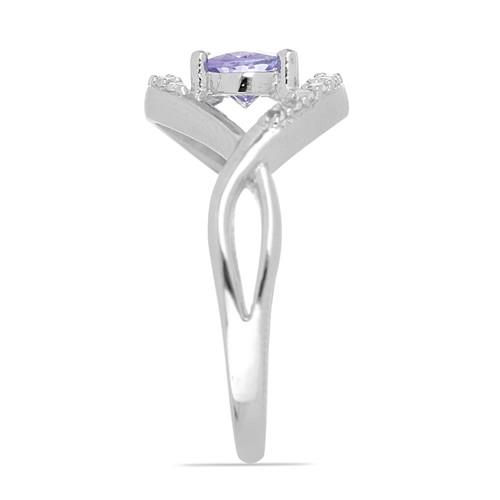 NATURAL TANZANITE GEMSTONE CLASSIC RING IN STERLING SILVER